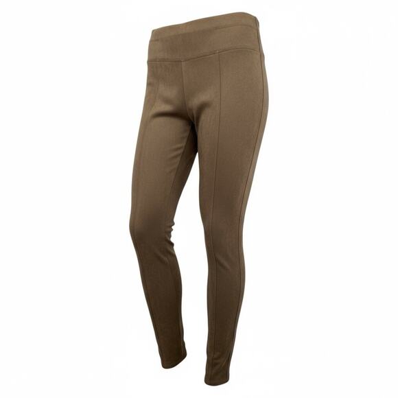 Spanx Legging Pants Women S Brown Faux Suede High Waisted Tummy Control - Picture 2 of 9